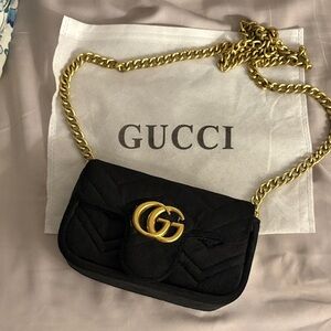 Gucci Black Crossbody Bag with Gold Chain
